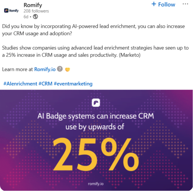 Romify sample published LinkedIn post