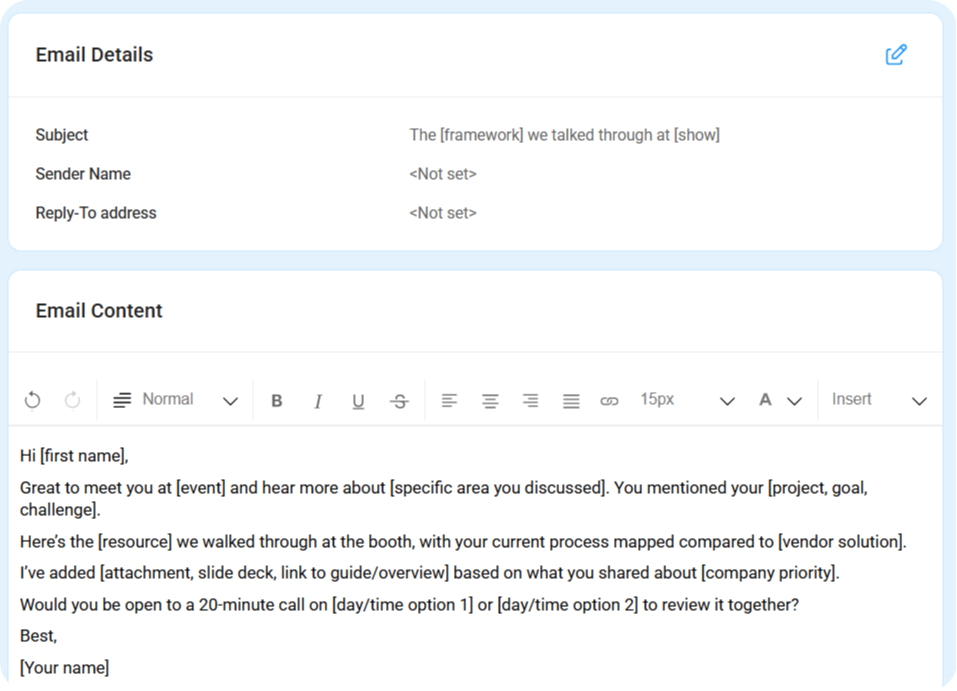 Romify hot lead email template example