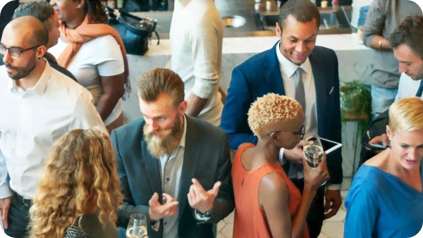 People gathering at a business event