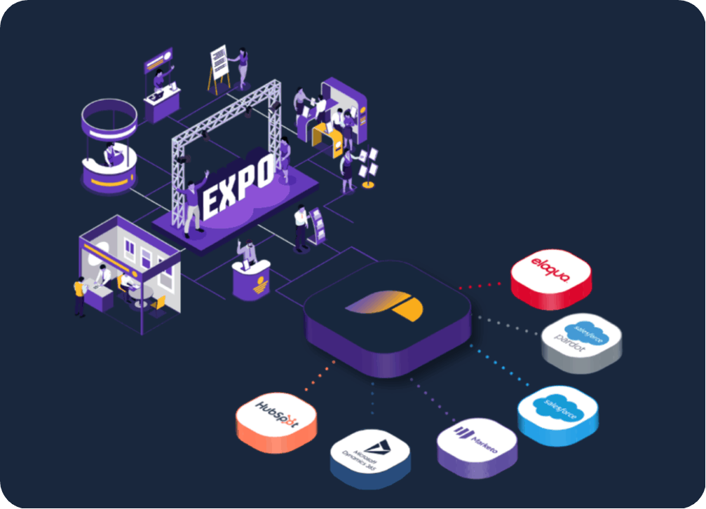 Romify booth meet, scan, and CRM-sync process