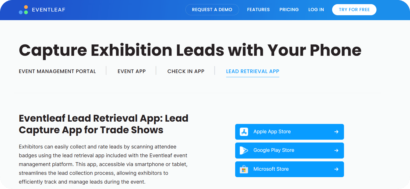 Eventleaf homepage