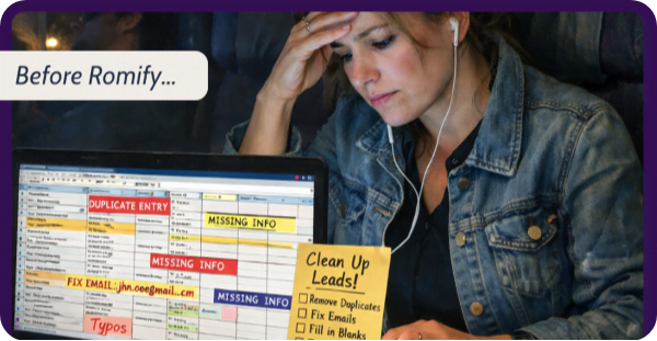 Sales rep working on spreadsheet information