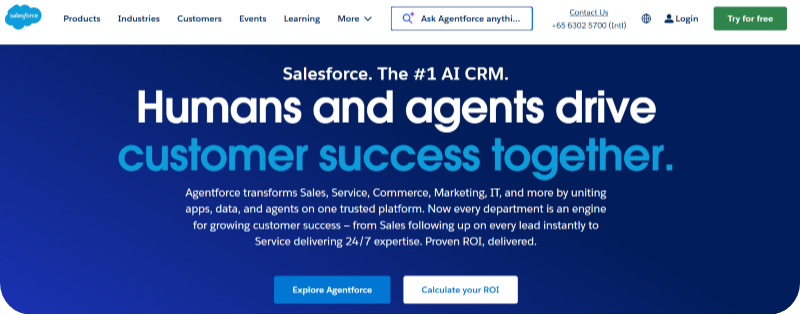 Salesforce homepage HubSpot homepage